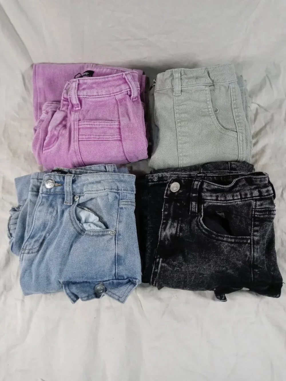 4 Lot Fashion Nova Kids Girls Demin Cargow Pockets Pants Bundle in Great Cond
